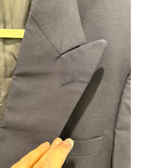 BURBERRY vintage double breasted blazer gold buttons size 44 long jacket suit - Picture 6 of 15